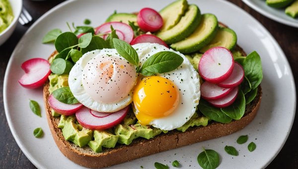 How to Craft a Delectable Avocado Toast Topped with Poached Eggs and Crisp Radishes